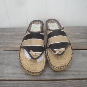 Manual Canovas Made in France Espadrilles Black and Tan Sandals Size 39=Size 8